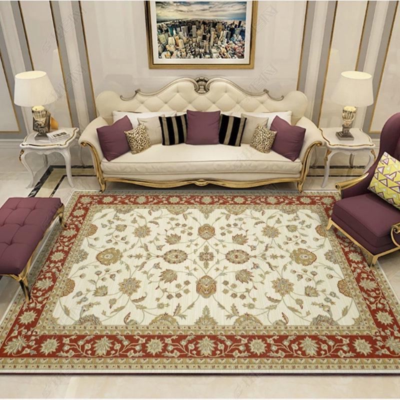 Alfombra de Lujo 3D y Juego de Cojines para Sofá de Estilo Europeo Retro para Salas de Estar y Hoteles