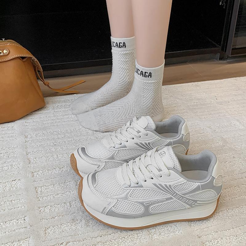 Thick-soled Contrasting Color Splicing German Training Shoes for Women's 2025 New Mesh Breathable, Comfortable and Lightweight Sports