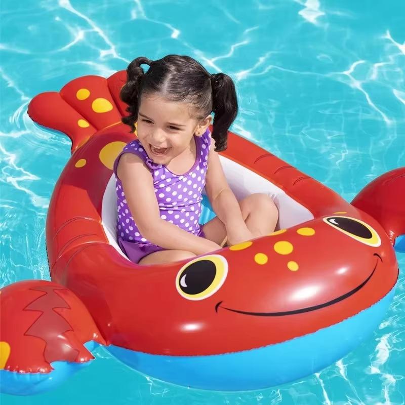 Children's Water Boat 1PCS Cartoon Crayfish Inflatable Waterproof Floating Sitting Circle Water Play Swimming Pool Toys