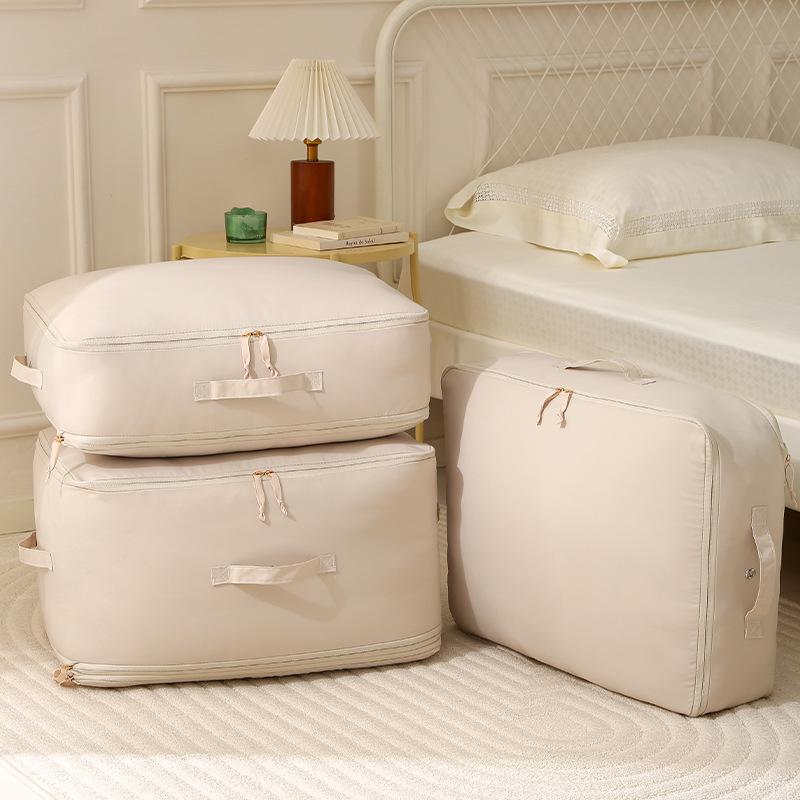 Anqin Moisture-Proof Quilt Storage Bag - Large Capacity, Thickened, Silk & Cotton Compatible, Rice White