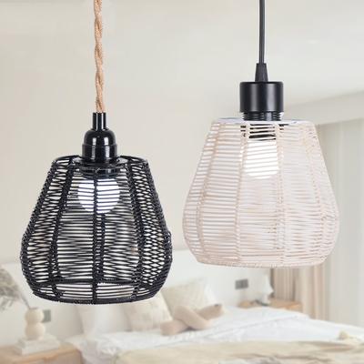 Retro Weave Lampshade Imitation Vine Paper Rope Lamp Cover Hanging Chandelier Lamp Shade Light Fixture Accessories Home Decor