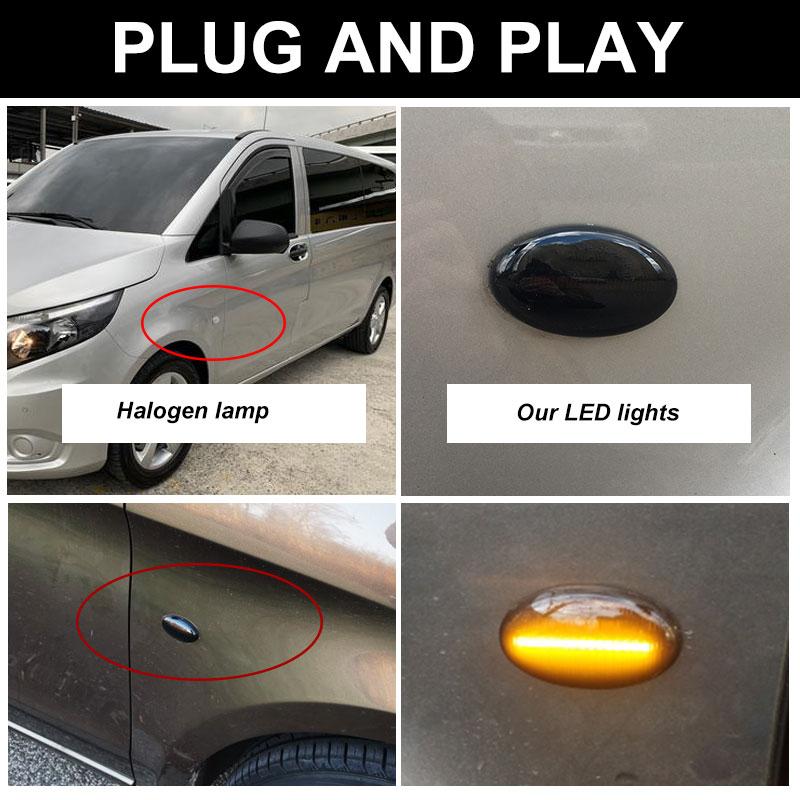 For Mercedes Benz Repeater Signal Lamps Smart W450 W452 98-07 A-Class W168 Vito W639 W447 Dynamic LED Car Side Marker LightsTurn Signal 2