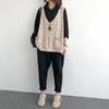 Knitted Vest Women's V-neck Hollow Thin Sweater Solid Color Casual Knitted Pullover Sleeveless Top Large Pocket Design Loose Casual Autumn