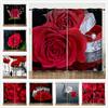 Curtains Flowers Roses Plants Flowers 3D Digital Printing Blackout Curtain Punching