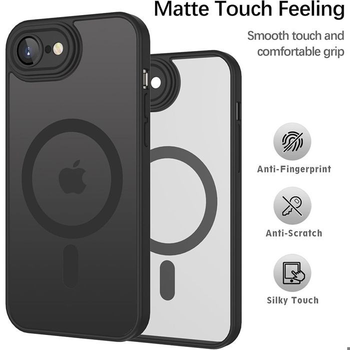 Magnetic Case - BOOLING - for iPhone 17th - with Camera Protection - Black - 2 Tempered Glasses