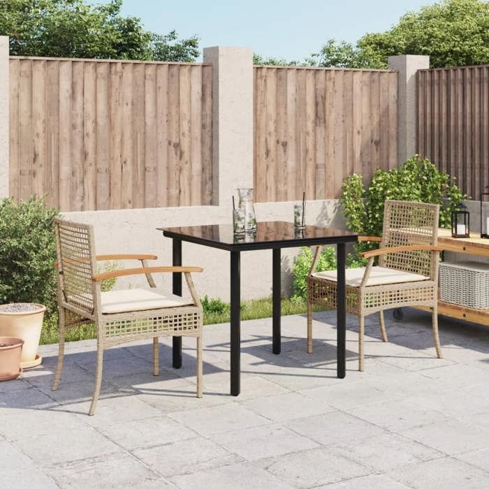 VidaXL Garden Dining Set with Cushions 3 Pcs, Patio Table and Chair, Patio Furniture, Outdoor Furniture, 3213631