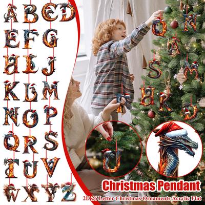 2D 26 Buchstaben Weihnachtsornamente Acryl Flach Weihnachtsbaum Heimdekorationen Ornamente