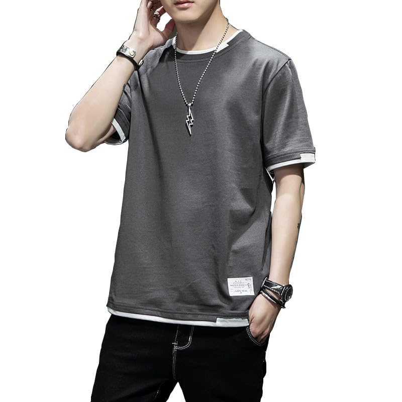 

[Goodfeel] t-shirt men s short sleeve summer clothes round neck tee shirt cotton Soft comfortable Fashionable casual layered style layered Popularity