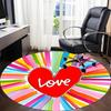 1pc Heart Love Chair Carpet for Office, Round Polyester Mat, Indoor Decor for Office, Easycare Fabric, Washable Non-slip Area Carpet