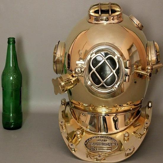 Royal Handicraft komplett aus Messing, handgefertigt, antik, USA. Navy Mark V Boston Taucherhelm