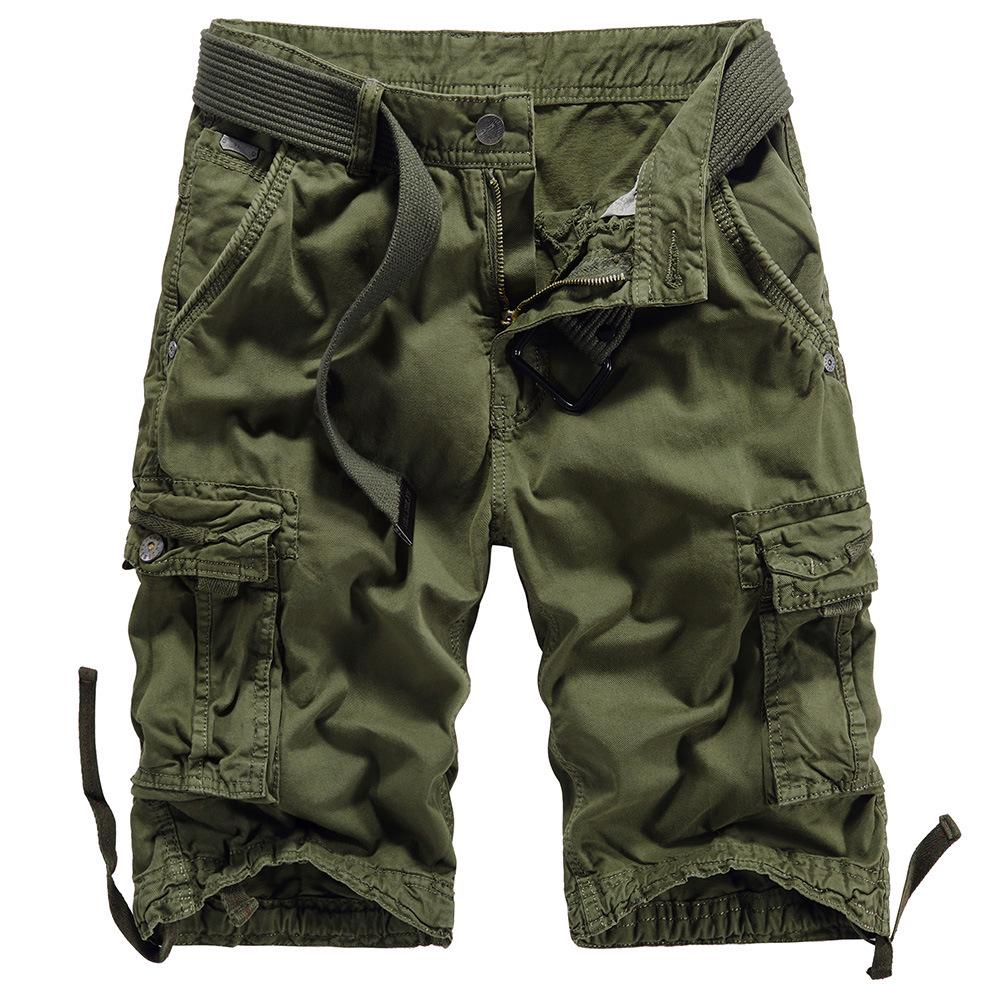 Men's Large Camouflage Cotton Work Shorts, WWII-Style Multi-Pocket Pants for Outdoor Training