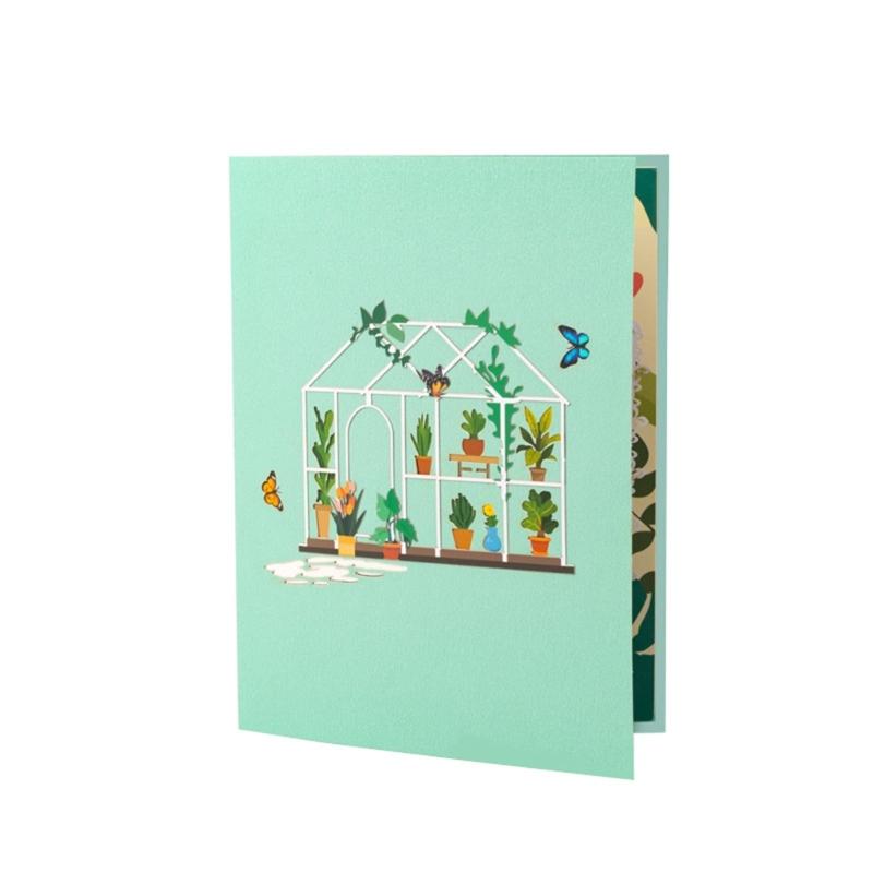 Elegant 3D Foldable Flower House Card Personalized Foldable Glass HouseCard Lovely Floral Greeting for Friend and Family