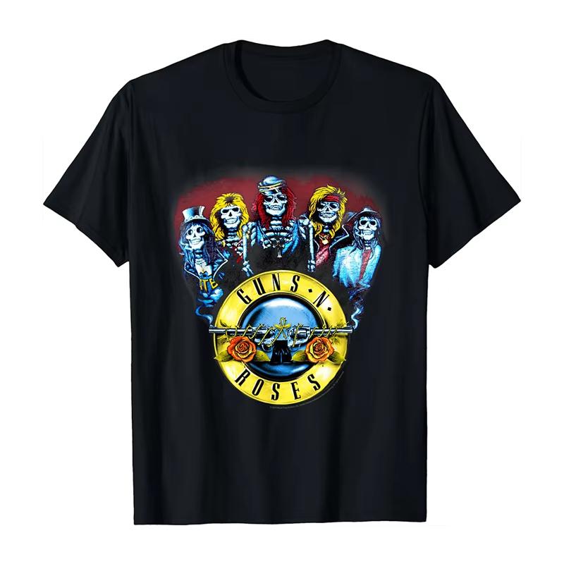 2025 Nowy Guns N 'Roses Rock Punk Amerykański Oversize High Street Męski i Damski Letni Bawełniany Amerykański Wygodny T-shirt