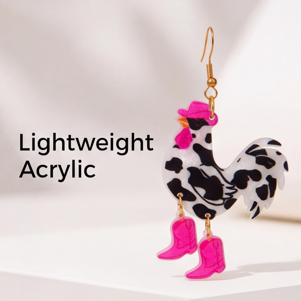 2D acrylic Christmas chick fun animal shaped earrings