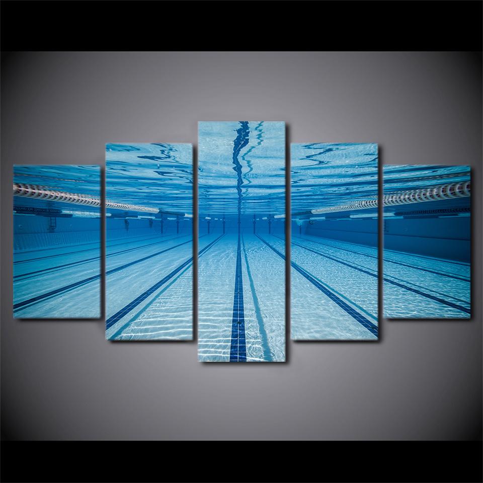 

No Framed Canvas 5Pcs Swimming Pool Wall Art Decorotive Posters Pictures Paintings Home Decor Accessories Living Room Decoration 20x35 20x45 20x55cm