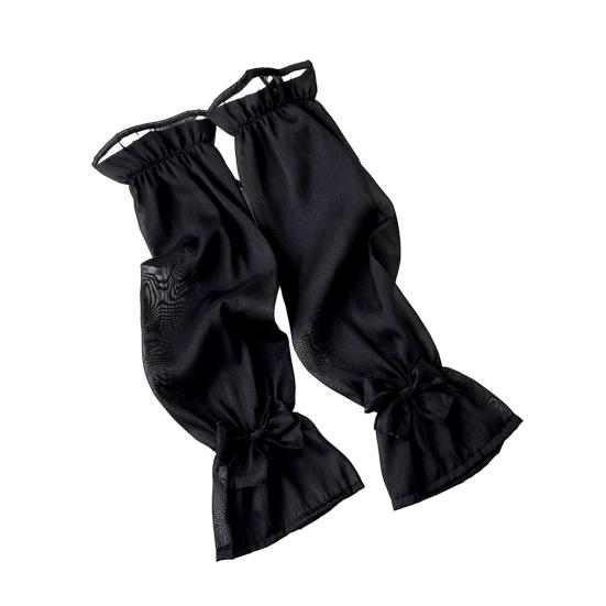 Sheer Mesh Arm Sleeve Tulle Lace Long Fingerless Gloves UV Protection Ice Silk Bowknot Sunscreen Sleeves for Party Outdoor Activities