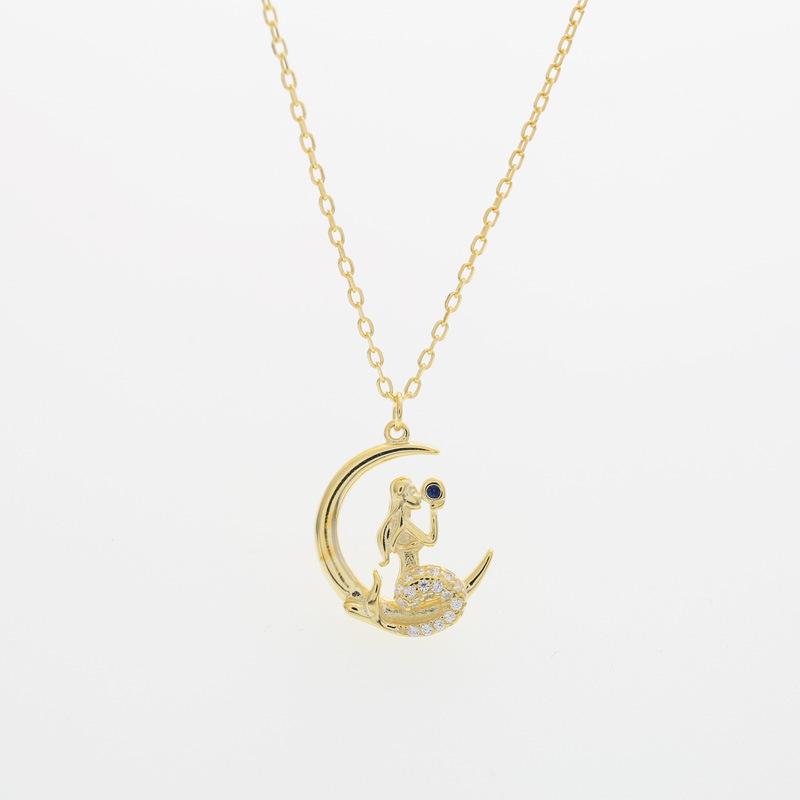 Mondlicht Meerjungfrau Halskette für Frauen Leichter Luxus Mode High-End Mond Schlüsselbeinkette Koreanisches Nischendesign