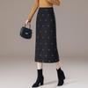 Elegant Woolen High Waist A-line Skirt with Bow Embroidery for Women - Winter 2025 Collection