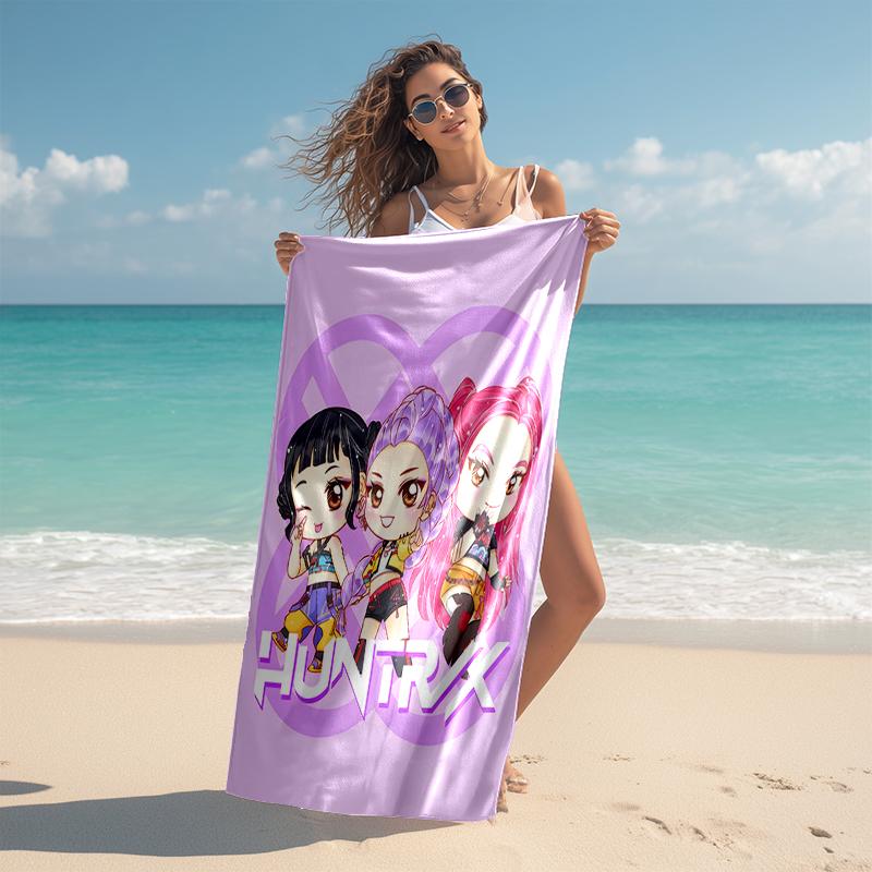 1pc KPop Demon Hunters3 Beach Towel, Comfortable and Thick, and Swimming/Bath/Picnic/Camping Towel, Suitable for Seaside Beaches