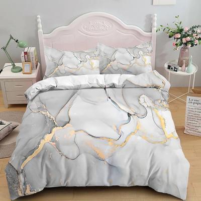 Bedding Duvet Cover Set White And Black Marble 3 Piece- Luxury Microfiber Down Comforter Quilt Cover With Zipper Closure