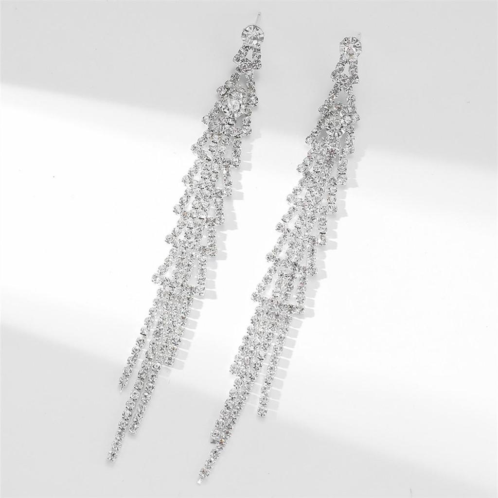 High-End Voll-Diamant Lange Quastenohrringe für Damen – Elegantes Modeaccessoire