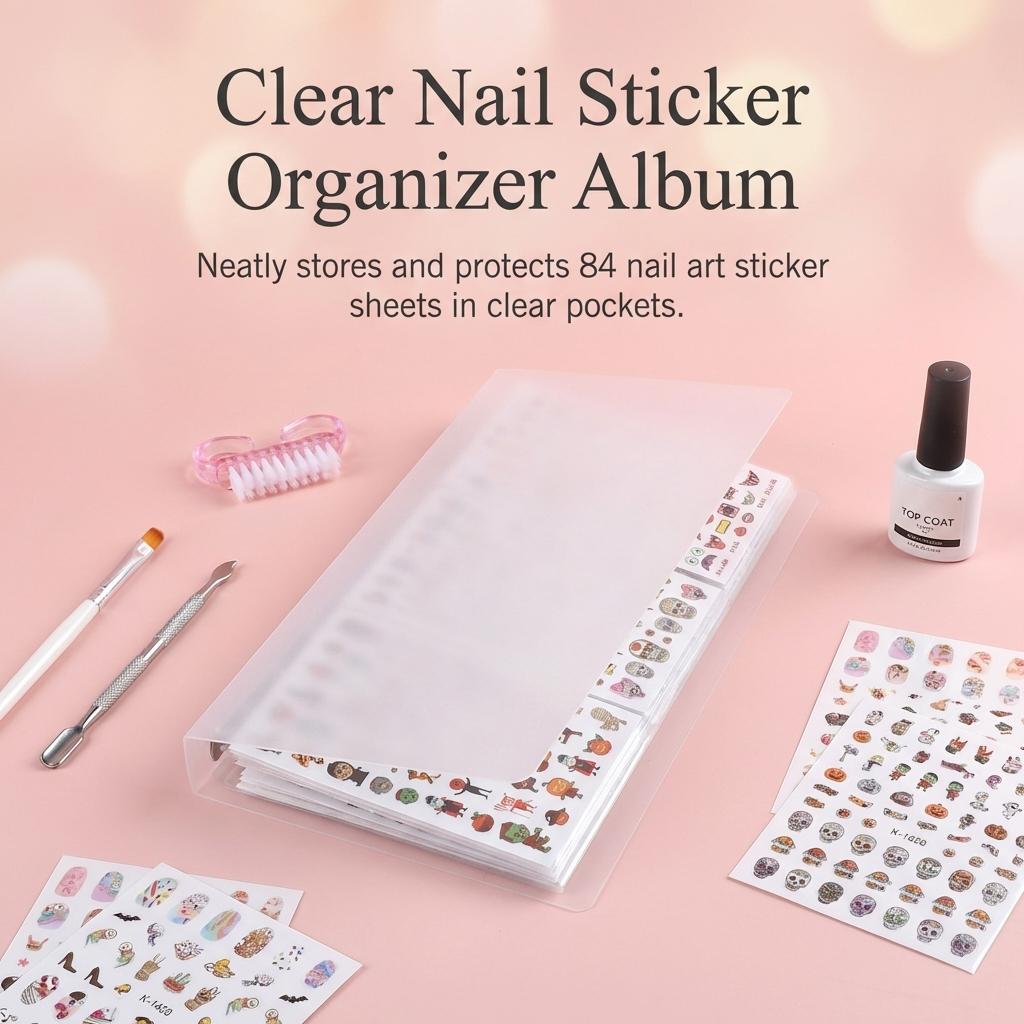 Nail Art Sticker Album High-Transparency Portable Organizer for Daily