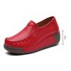 Retro Women Platform Shoes Leather Wedges Slip-on Loafers Anti-slip Walking Casual Footwear for Working Traveling