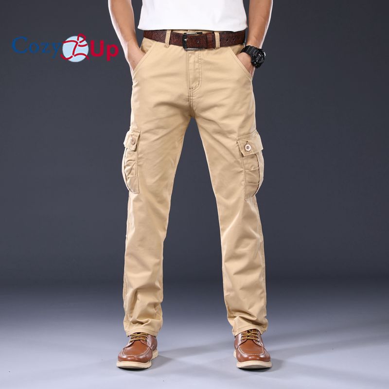 Cozy Up Solid Color Loose Men's Straight Casual Pants 6 Pocket Cargo Pants