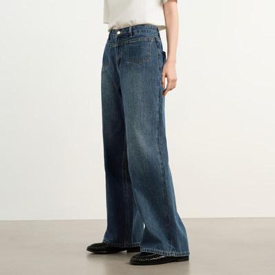 Women's Fall Versatile High-Waist Wide-Leg Denim Jeans