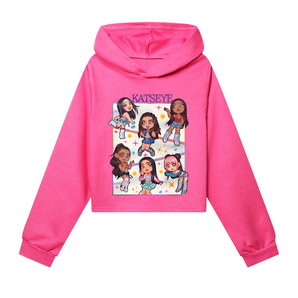 5299 Kinder Mädchen KATSEYE Bedruckte Mode Langarm Kapuzenpullover
