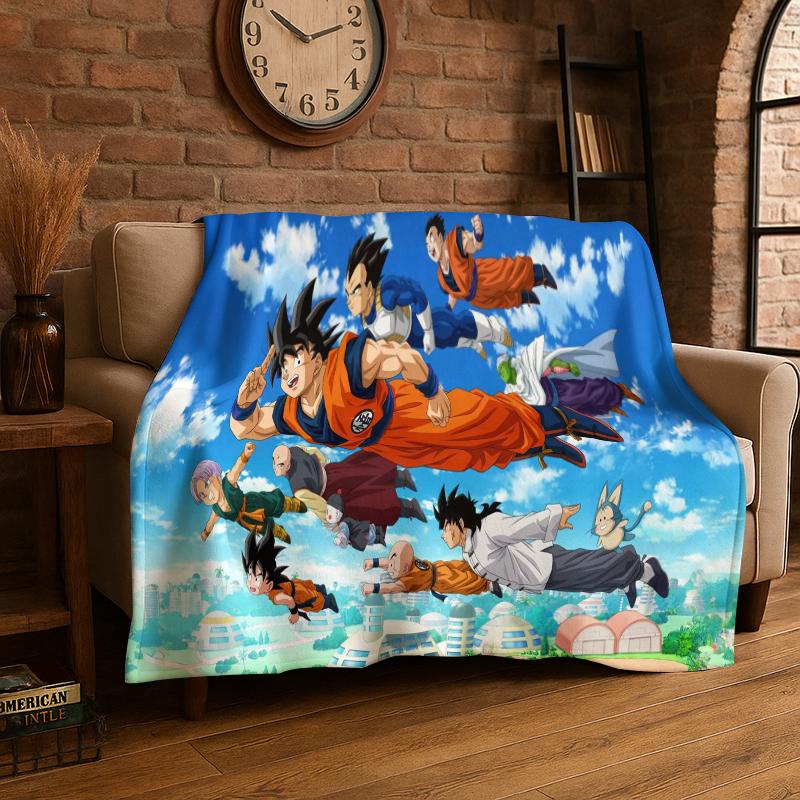 Cartoon D-Dragon Ball Anime Game Flannel Blanket Soft Warm Throw Blanket for Bedroom Living Room Bed Travel Camping Picnic Kid