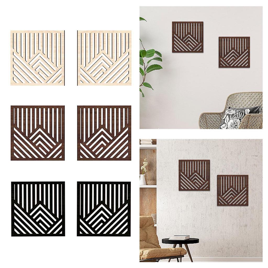 2Pcs Wooden Wall Art Panels Modern Ornaments Wood Wall Hanging Sculptures Boho Abstract Wall Decor for Office Living Room