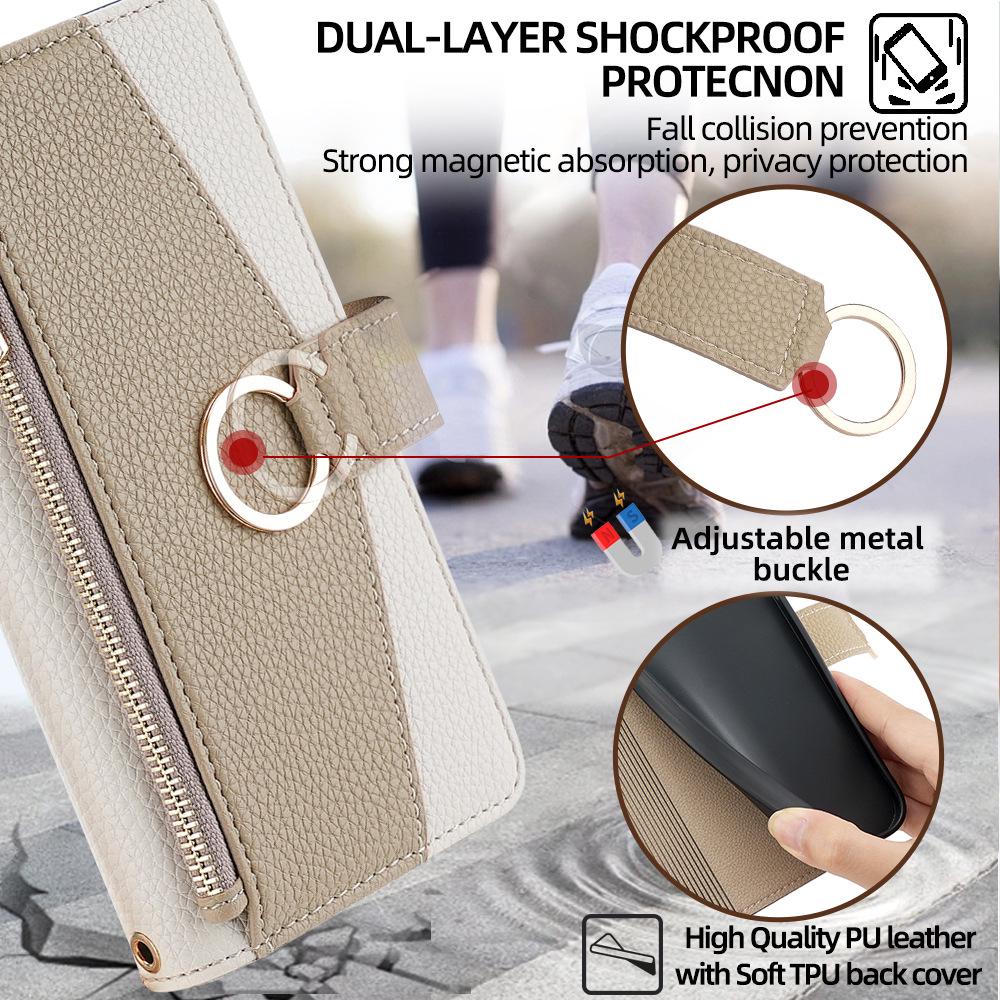 Rote Reiskorn 15 5G Klapphülle für Xiaomi Poco C75 mit Kartenfach & A7Pro Halter