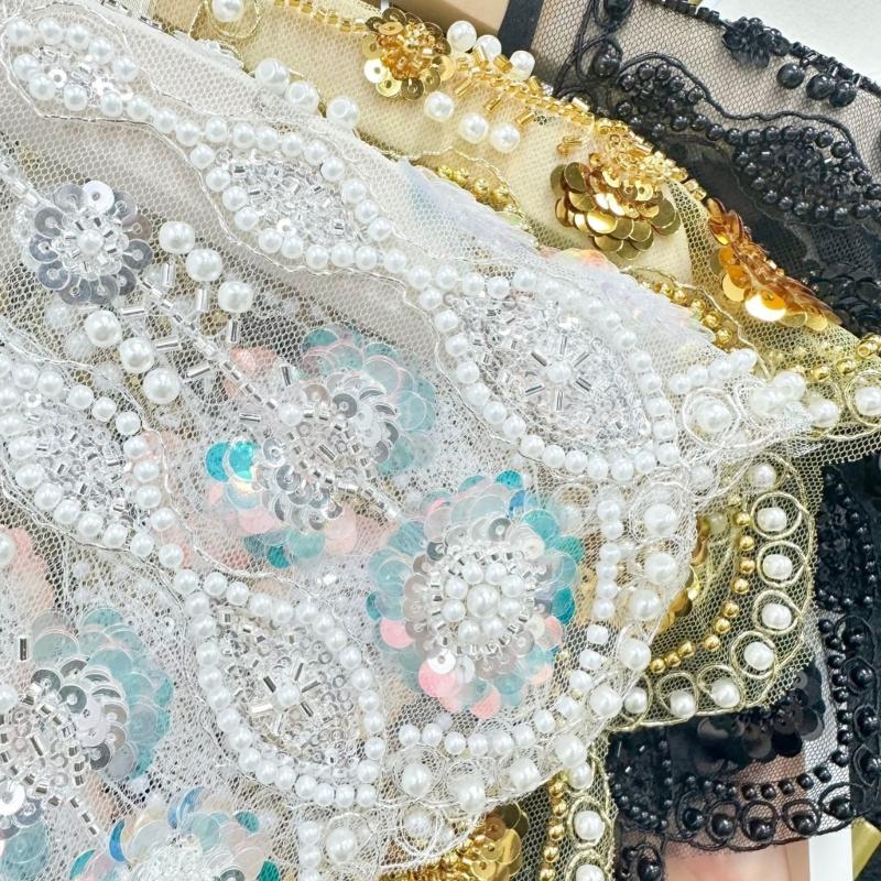 Elegant Embroidered Beaded Mesh Collar Detachable Shawl Scarf Stylish False Collar For Women Fashion Accessory
