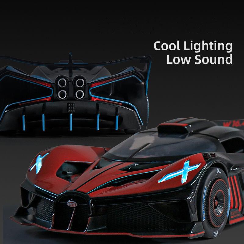 1/24 Scale Bugatti Bolide Alloy Sport Car Model Diecast Metal Toy Racing Vehicles Sound and Light Toy Collection Gift for Childrens