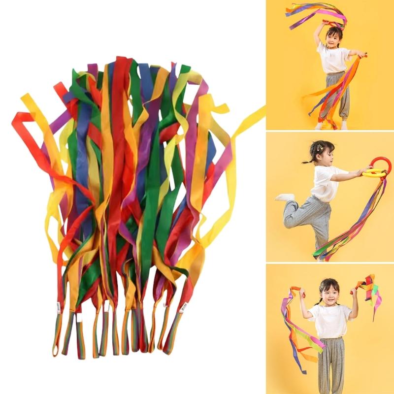 12 Nastri per Ginnastica Ritmica, Nastri Danzanti per Palestra, Allenamento, Circo, Danza, Twirling, Nastri Danzanti Colorati