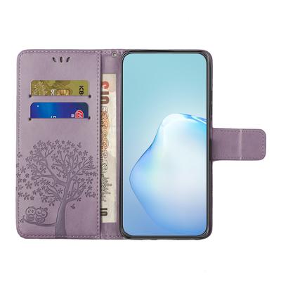 For Google Pixel 9a Case PU Leather Owl Tree Imprinted Wallet Phone Cover