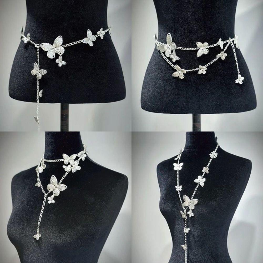 Punk Butterfly Waist Chain Gold Chain Metal Chain Waistband Fashion Y2k Chain Belt  for Women