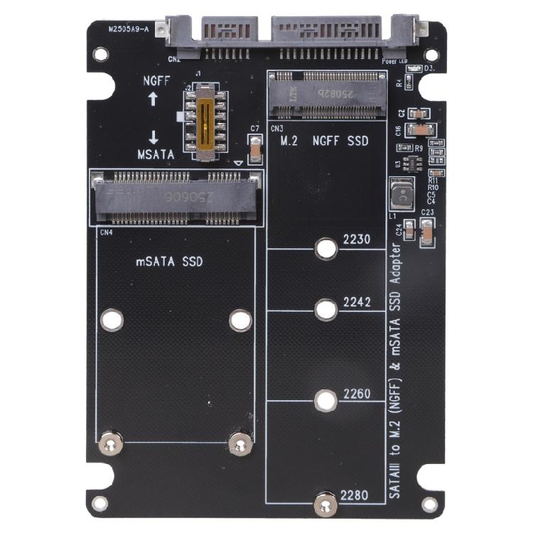 M.2 NGFF/MSATA To SATA3 Adapter Case, Convert Solid Disk To 2.5"/3.5" With Ease Multiple Size Supported