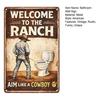 Vintage Funny Western Cowboy Bathroom Metal Sign Aim Like A Cowboy Wall Art Humor Toilet Decoration for Guest Bathroom Restroom