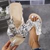 Women's Fashion Trend, Anti Slip and Wear-resistant Diamond Inlaid Bow Tie, Flat Heel Flip Flop