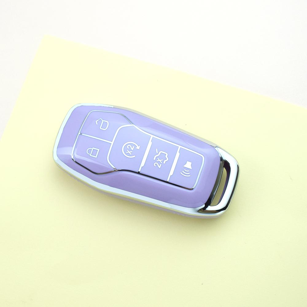 

Silver Edge Car Styling Soft TPU For Ford Explorer Edge Fusion Mondeo Mustang F-150 Key Cover Case Auto Shell Fob Protector Accessories