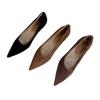 Fleece Women's Single Shoes 2025 Autumn New Korean Version High-heeled Leather Single Shoes Women's Commuting One-pedal Doudou Shoes Floating Shoes