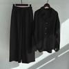 Spring Fashion Plus Size Women's Two-Piece Set: Cotton Linen Shirt & High-Waisted Loose Trousers