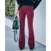 2026 Spring/Summer Women's Solid Color High-Waisted Slim Fit Slight Flare Corduroy Elastic Waist Casual Pants