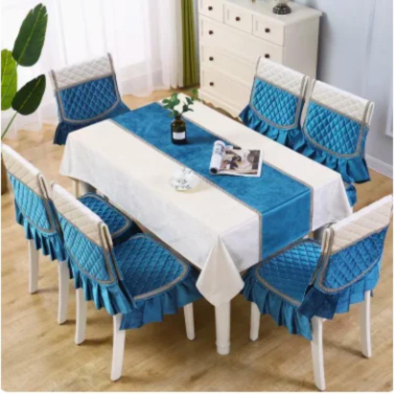 1 Piece Chair Cover Luxury Embroidery Velvet Tablecloth Dining Chair Cushion Living Room Decor Coffee Square Round Table Cloth