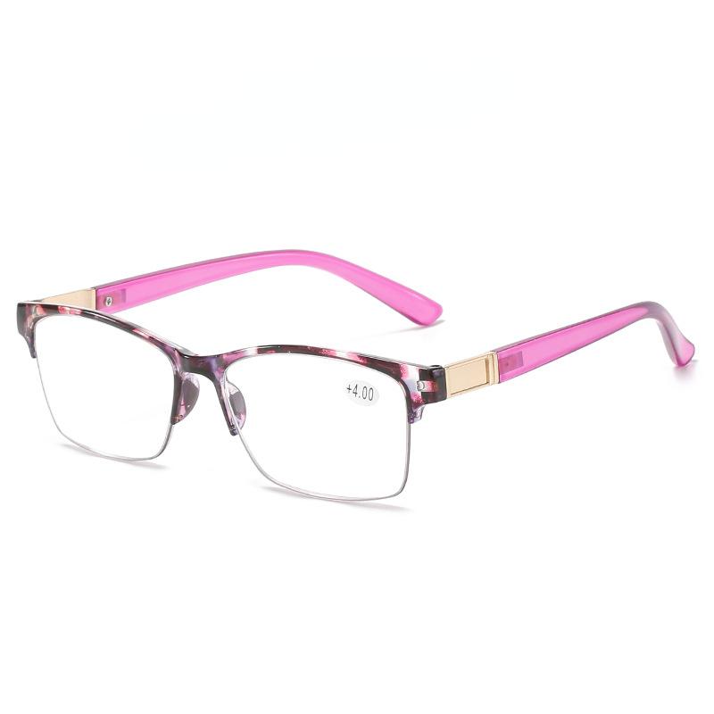 Women's New Presbyopic Glasses Metal Half Frame Reading Glasses HD Resin Lenses Men's Business Presbyopia Glasses 1.0 To 4.0