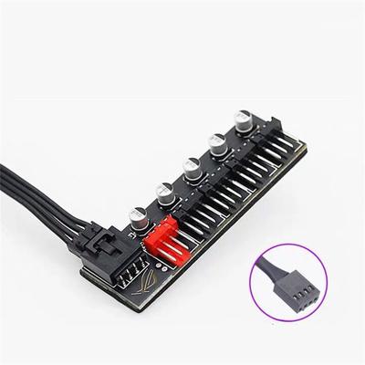 5 Port PC Fan Hub Splitter Speed Controller Adapter For 12V 3Pin / 4Pin Fan 12V