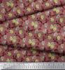 Soimoi Japan Crepe Satin Fabric Swirl,Leaves & Rose Floral Printed Fabric 1 Metre 42 Inch