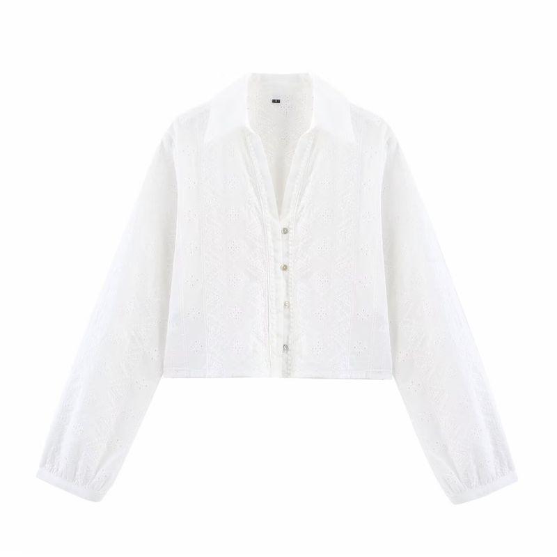 Jnleaog Autumn New Women's Clothing Fashion Style Stylish Fashion Hollowed-out Embroider Shirt